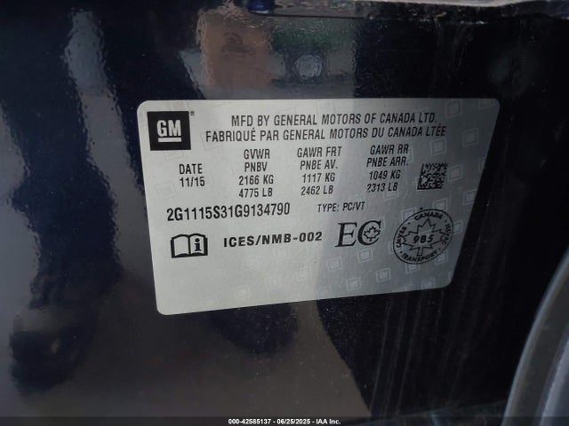 2G1115S31G9134790 Chevrolet lfx - sidi, vvt, e85 max, alum gm
