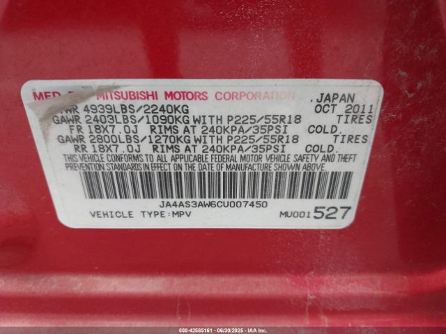 2012 MITSUBISHI OUTLANDER JA4AS3AW6CU007450 Photo 8