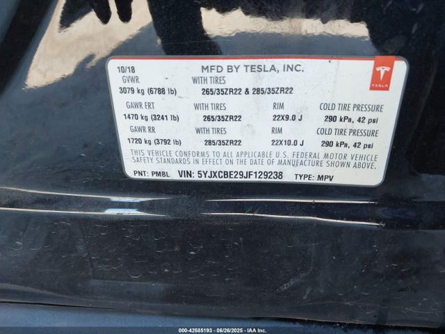 2018 TESLA MODEL X 5YJXCBE29JF129238 Photo 8