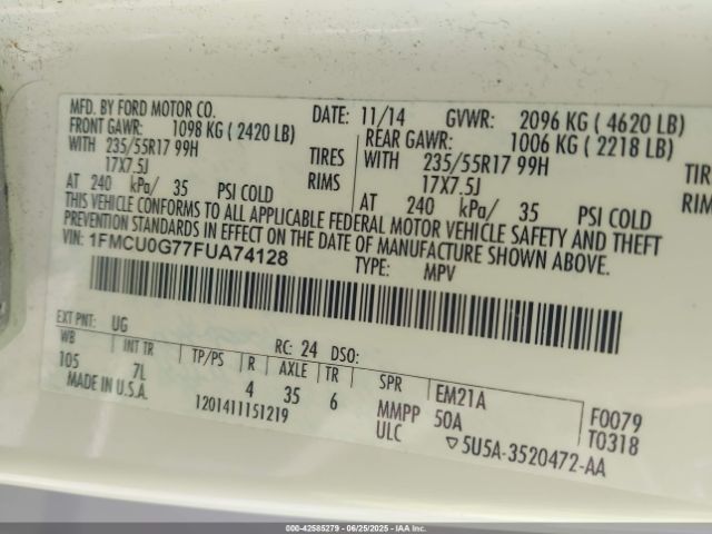 2015 FORD ESCAPE 1FMCU0G77FUA74128 Photo 8