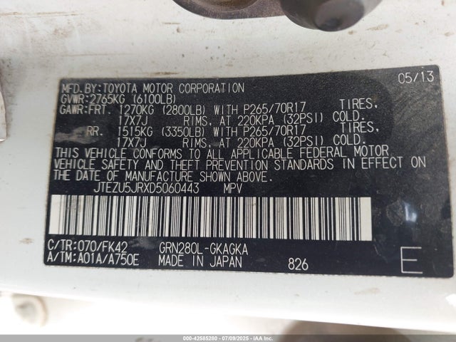 2013 TOYOTA 4RUNNER JTEZU5JRXD5060443 Photo 8