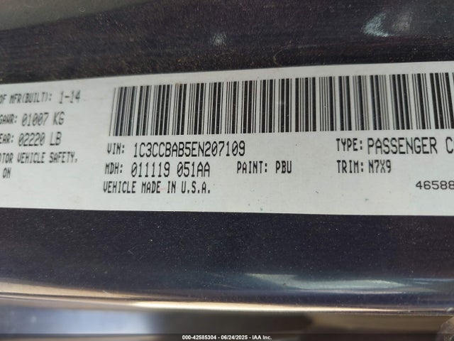 1C3CCBAB5EN207109 Chrysler 2014