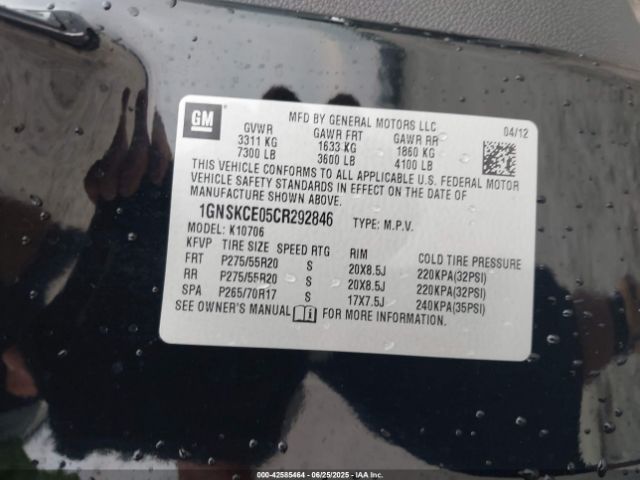2012 CHEVROLET TAHOE 1GNSKCE05CR292846 Photo 8