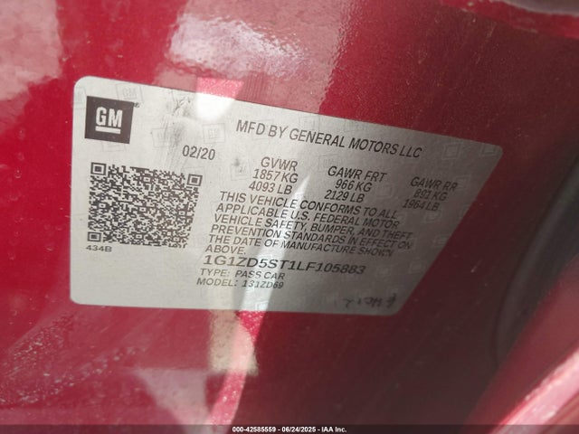 1G1ZD5ST1LF105883 Chevrolet lfv - direct injection, variable valve timing, gen 1