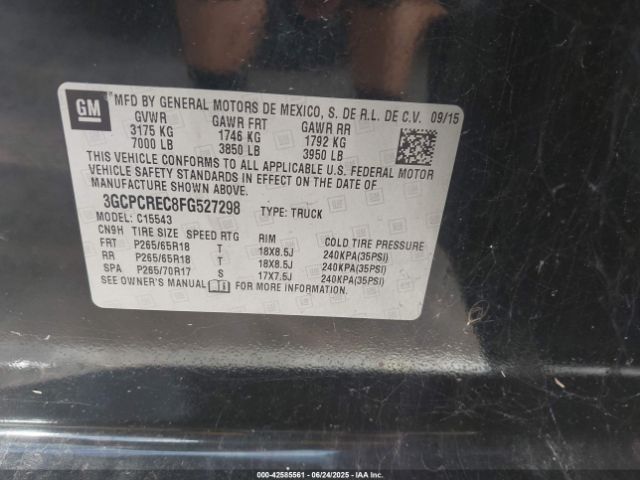 3GCPCREC8FG527298 Chevrolet l83 - vvt, active fuel management, aluminum