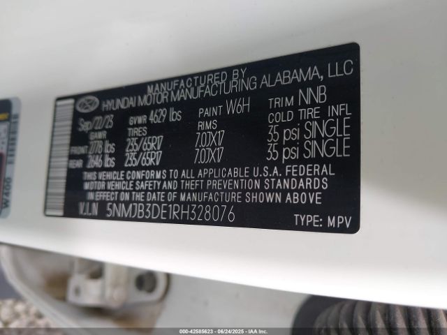 5NMJB3DE1RH328076 Hyundai gdi theta iii