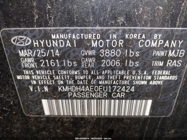 KMHDH4AE0EU172424 Hyundai dohc mpi nu