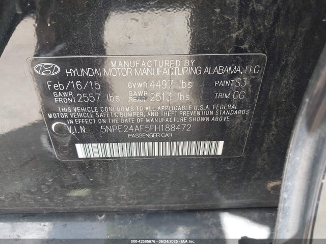Hyundai SONATA SE 2015 5NPE24AF5FH188472 Image 9