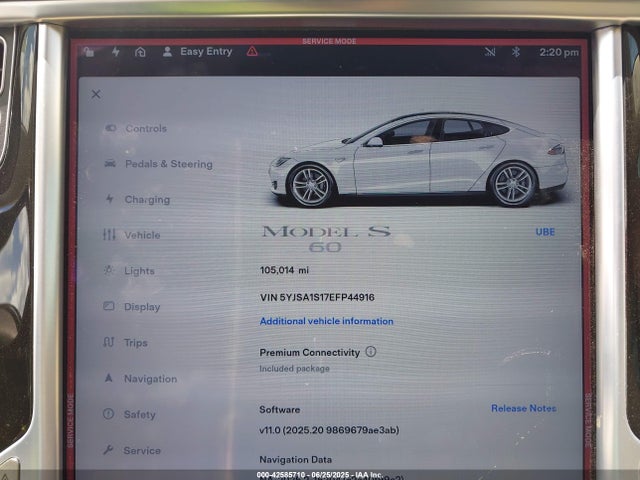 2014 TESLA MODEL S 5YJSA1S17EFP44916 Photo 6