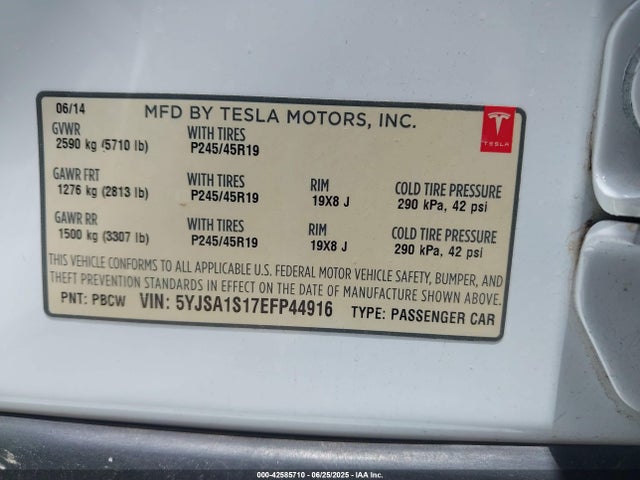 2014 TESLA MODEL S 5YJSA1S17EFP44916 Photo 8