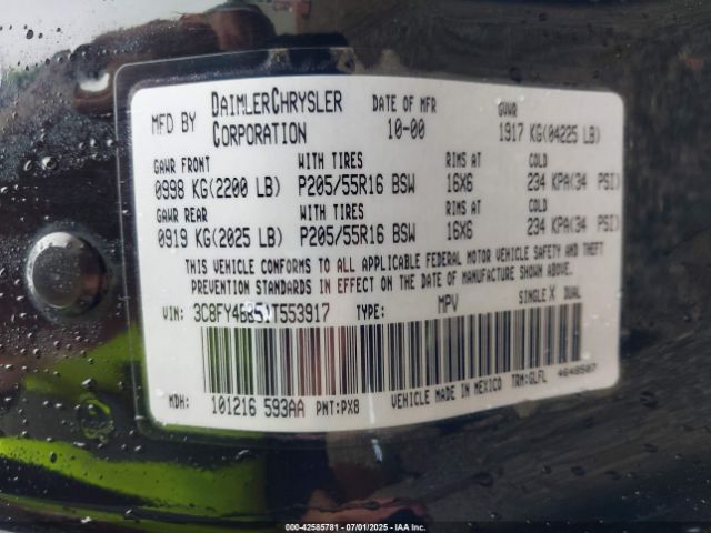 2001 CHRYSLER PT CRUISER 3C8FY4BB51T553917 Photo 8