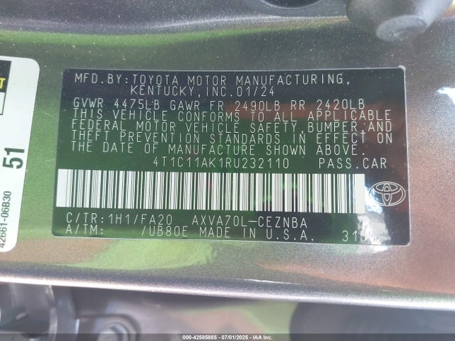 4T1C11AK1RU232110 Toyota a25a-fks