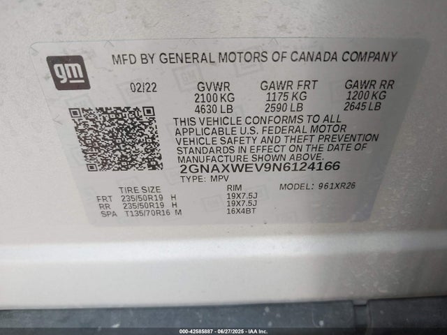 Chevrolet lyx 2022 2GNAXWEV9N6124166 Image 9