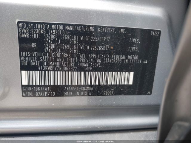 2022 TOYOTA RAV4 HYBRID 4T3RWRFV7NU063922 Photo 8