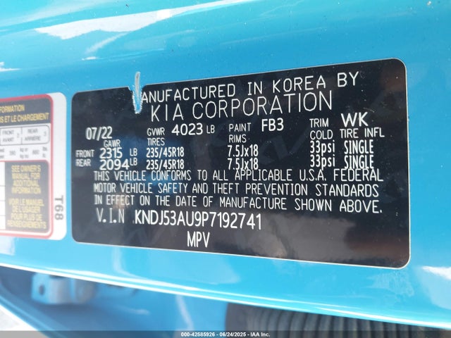 KNDJ53AU9P7192741 KIA mpi nu