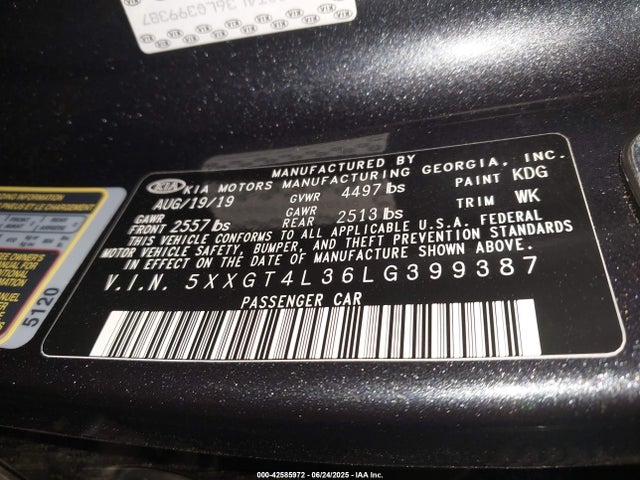 5XXGT4L36LG399387 KIA gdi
