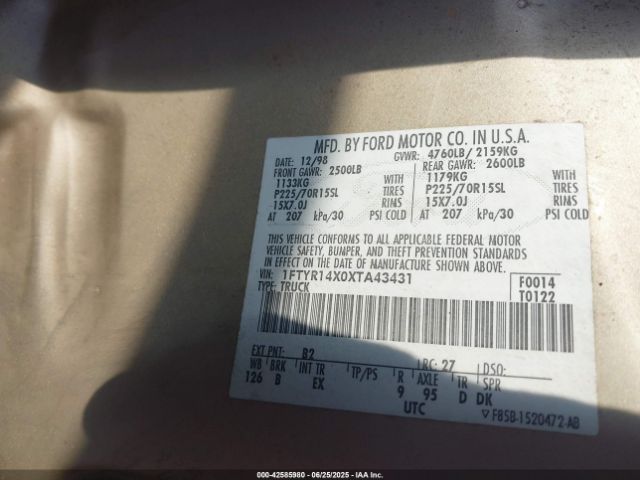 1999 FORD RANGER 1FTYR14X0XTA43431 Photo 8