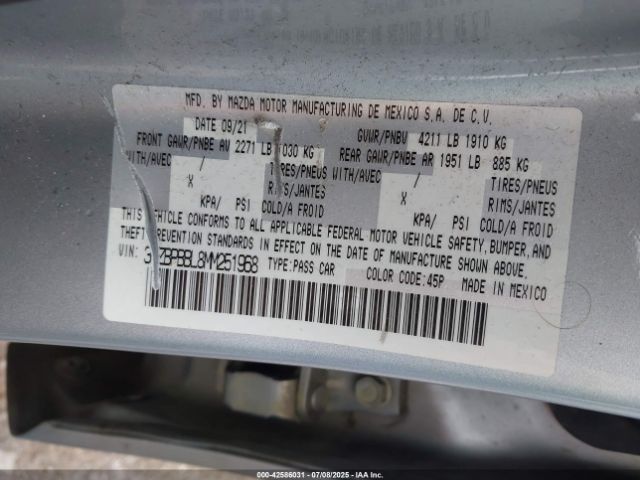2021 MAZDA MAZDA3 3MZBPBBL8MM251968 Photo 8