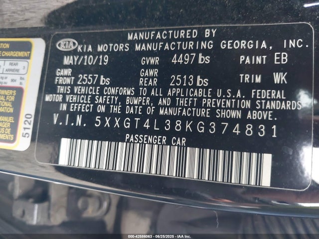 5XXGT4L38KG374831 KIA gdi