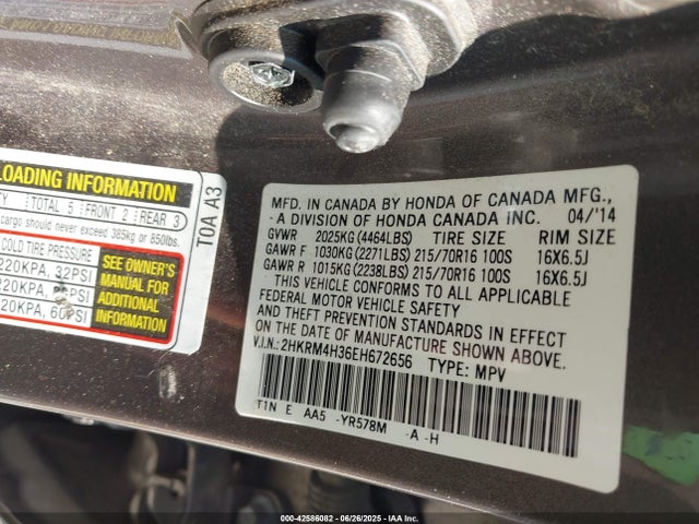 2HKRM4H36EH672656 Honda k24z7