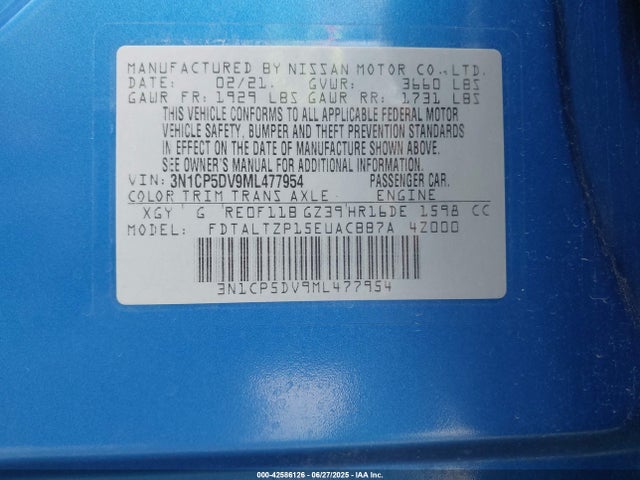 3N1CP5DV9ML477954 Nissan Kicks Sr Xtronic Cvt