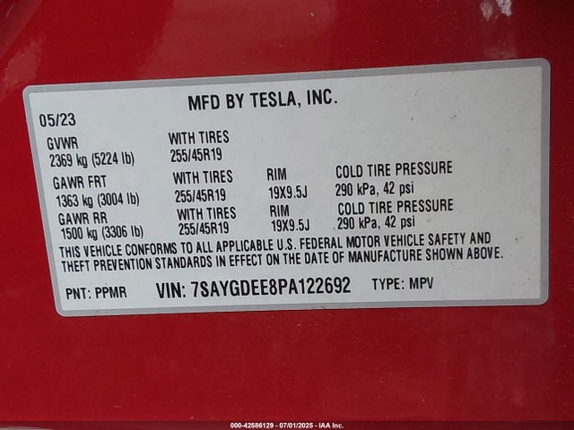 2023 TESLA MODEL Y 7SAYGDEE8PA122692 Photo 8