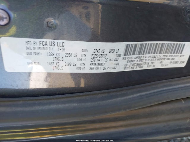 2C4RC1BG8GR269118 Chrysler 2016