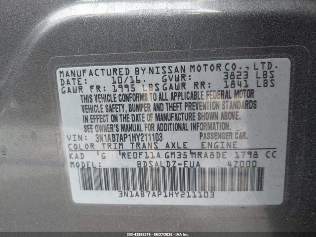 Nissan Sentra 2017 3N1AB7AP1HY211103 Image 9