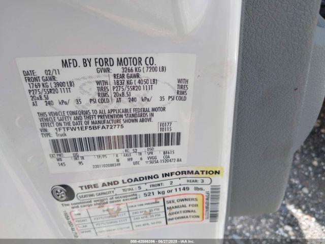 2011 FORD F-150 1FTFW1EF5BFA72775 Photo 8