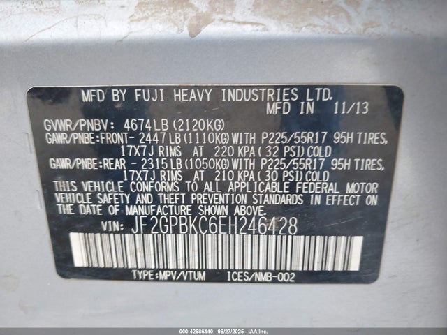 Subaru 2.0l Na Hev 2014 JF2GPBKC6EH246428 Image 9