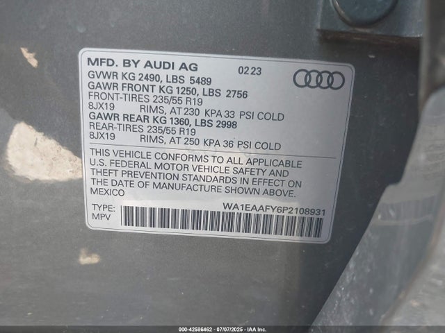2023 AUDI Q5 WA1EAAFY6P2108931 Photo 8
