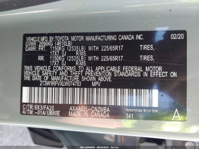 2020 TOYOTA RAV4 2T3W1RFVXLW074783 Photo 8