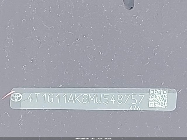 4T1G11AK6MU548757 Toyota a25a-fks