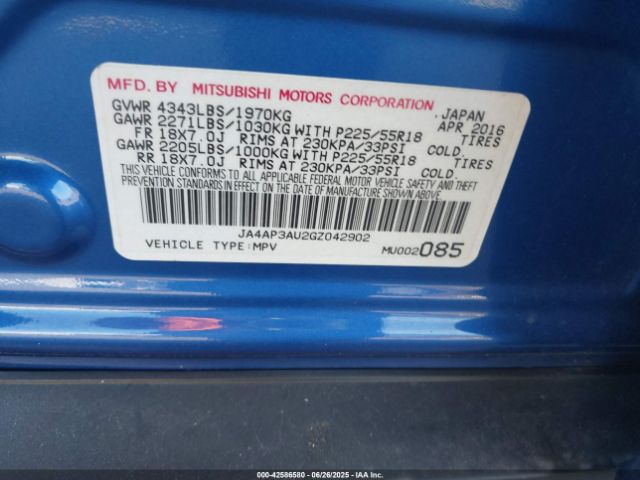 2016 MITSUBISHI OUTLANDER SPORT JA4AP3AU2GZ042902 Photo 8