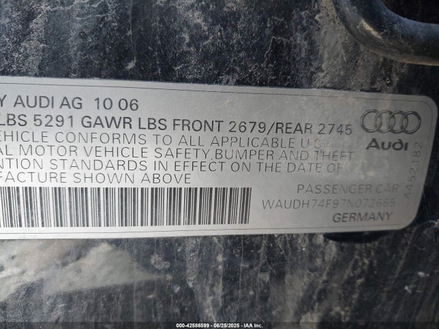 2007 AUDI A6 WAUDH74F97N072665 Photo 8