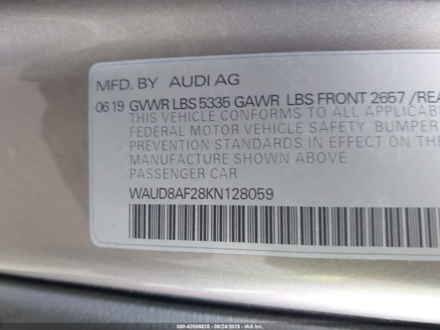 2019 AUDI A6 WAUD8AF28KN128059 Photo 8