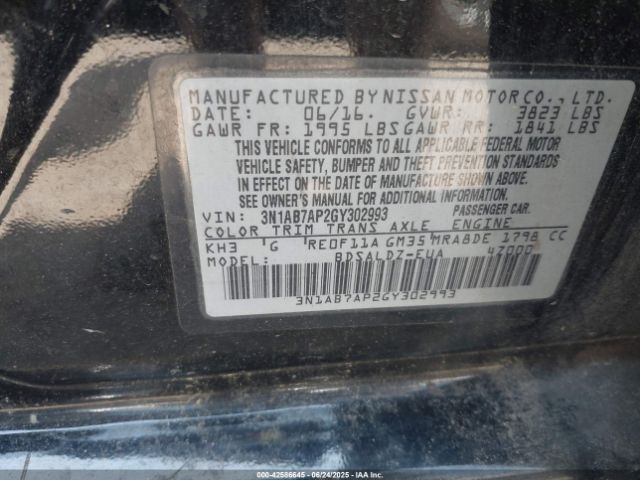 3N1AB7AP2GY302993 Nissan Sentra