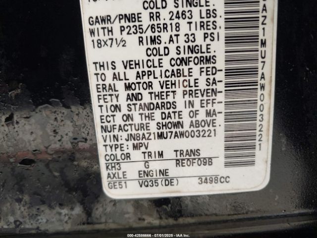 2010 NISSAN MURANO JN8AZ1MU7AW003221 Photo 8