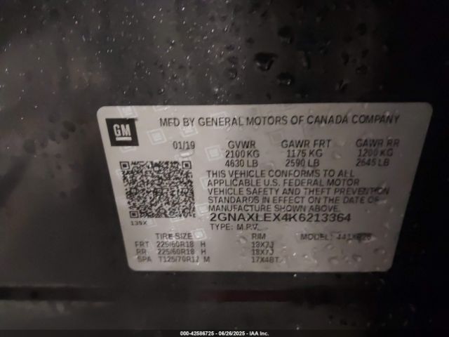 2019 CHEVROLET EQUINOX 2GNAXLEX4K6213364 Photo 8