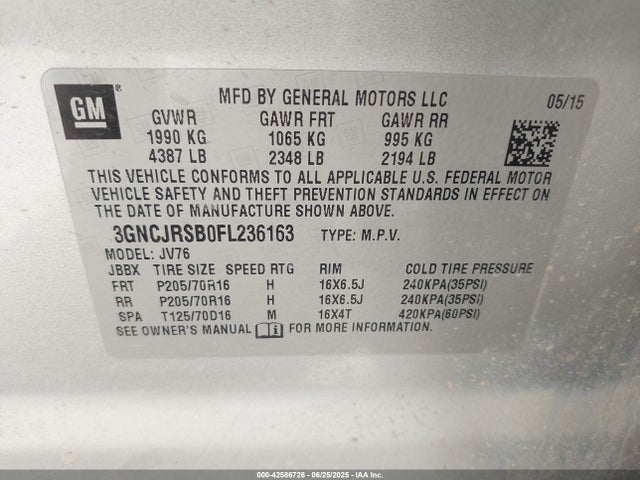 Chevrolet LUV 2015 3GNCJRSB0FL236163 Image 9