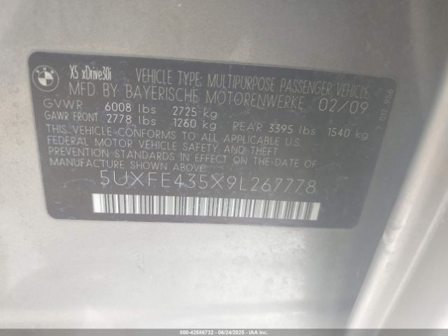2009 BMW X5 5UXFE435X9L267778 Photo 8