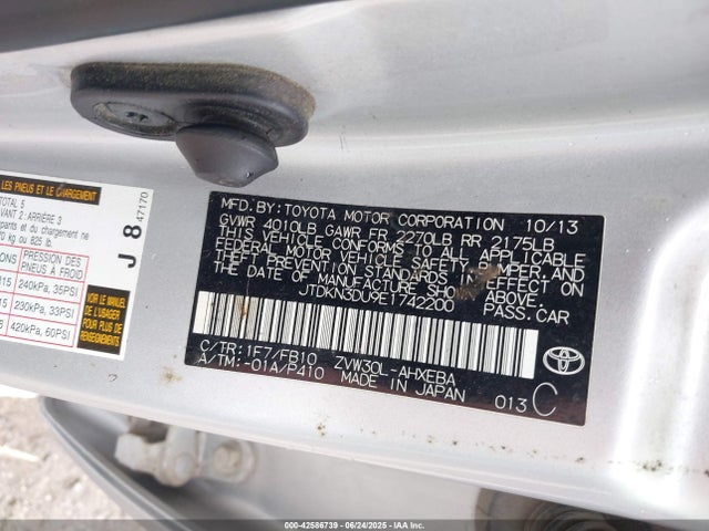 JTDKN3DU9E1742200 Toyota 2zr-fxe+3jm