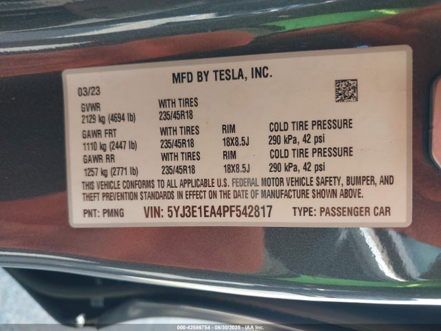 2023 TESLA MODEL 3 5YJ3E1EA4PF542817 Photo 8