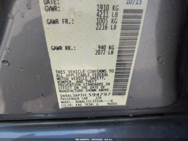 Nissan Altima 2015 1N4AL3AP3FC594797 Image 9