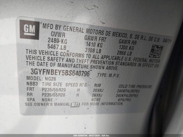 2011 CADILLAC SRX 3GYFNBEY5BS640796 Photo 8