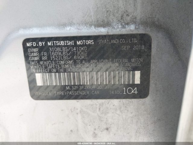 2019 MITSUBISHI MIRAGE G4 ML32F3FJXKHF00797 Photo 8