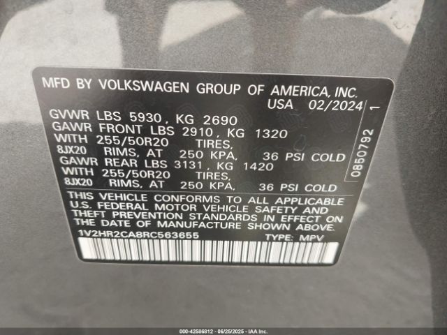 1V2HR2CA8RC563655 Volkswagen tsi
