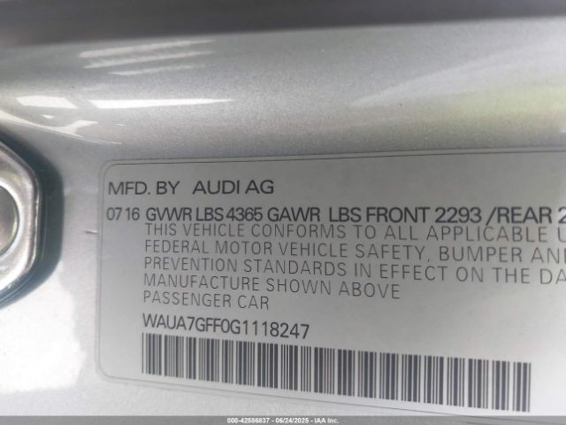 2016 AUDI A3 WAUA7GFF0G1118247 Photo 8