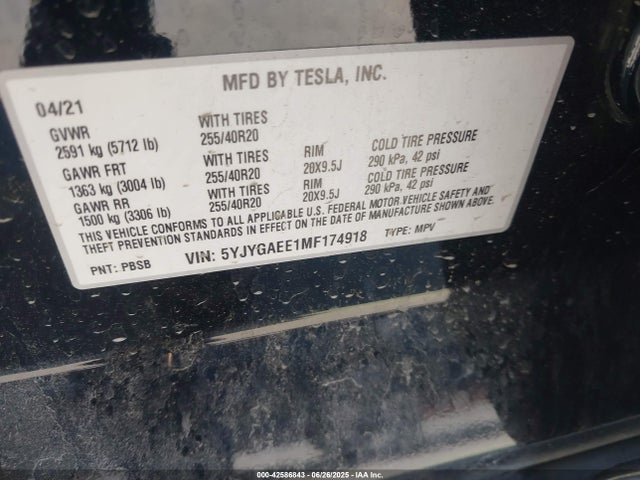 2021 TESLA MODEL Y 5YJYGAEE1MF174918 Photo 8