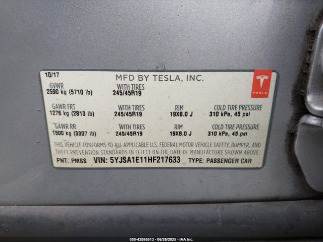 2017 TESLA MODEL S 5YJSA1E11HF217633 Photo 8